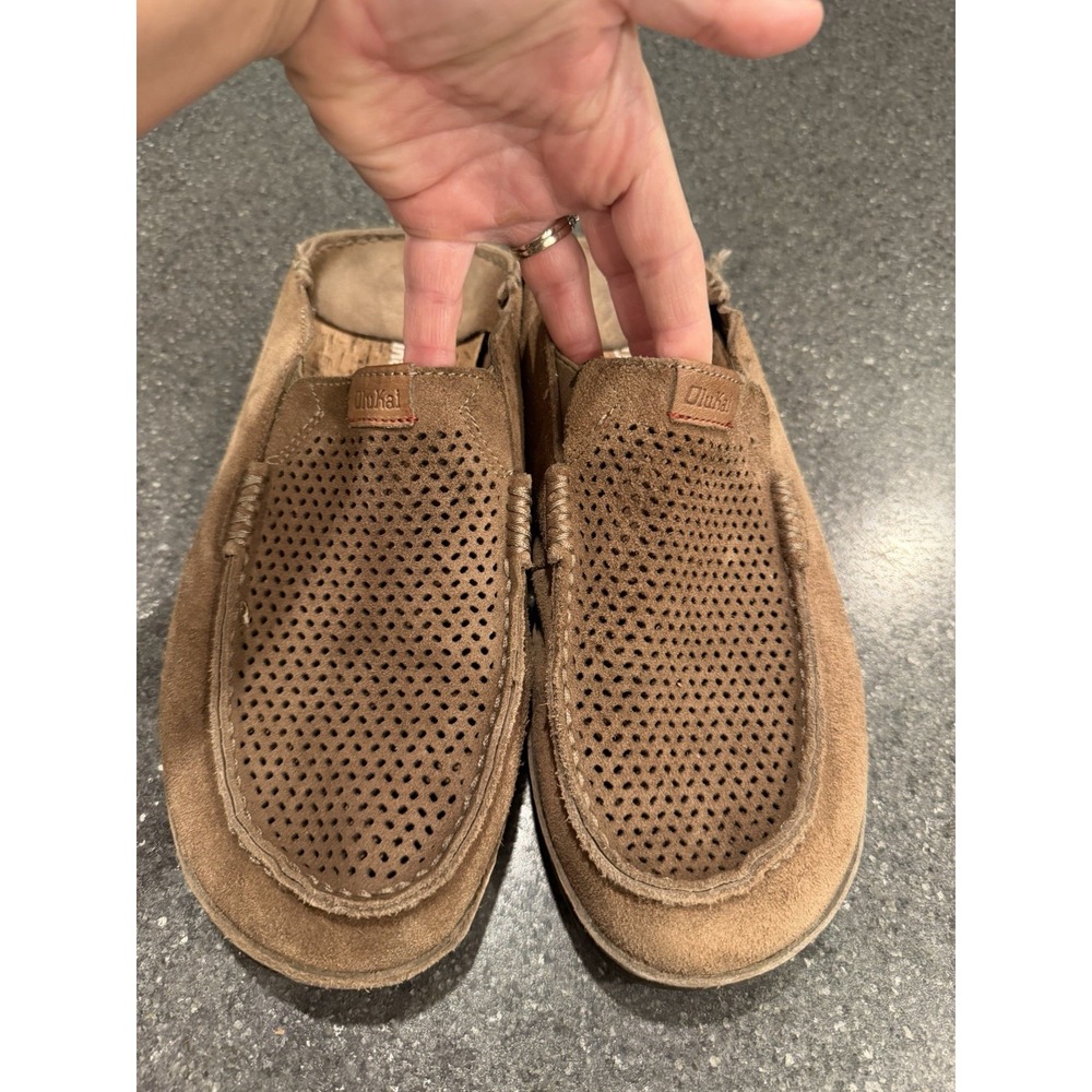 OluKai Moloa Kohana Leather Slip On Shoes 10184-1010 - Brown - 11 US